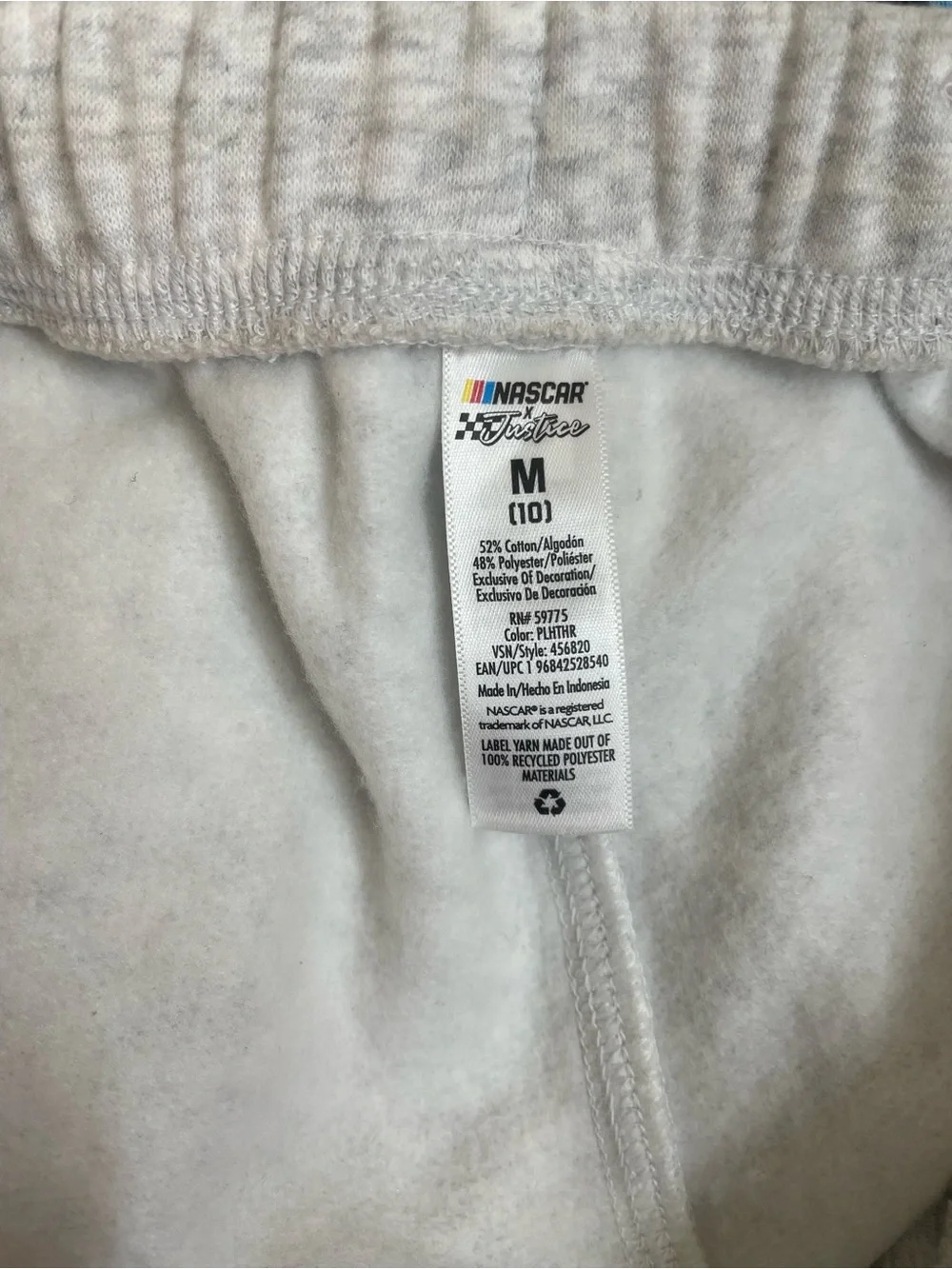 Justice Girls Grey Jogger Sweatpants with Blue Side NASCAR X Justice  Size M